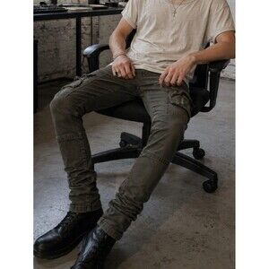 Grindhouse Cargo Pants Men 36/33 Chino Pockets Khaki Army Green Cyber Grunge